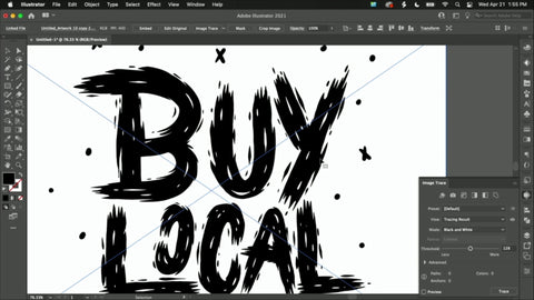 Una imagen en Adobe Illustrator Reading "comprar local"