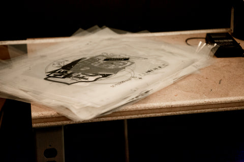Film transparencies sitting on a table