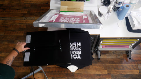 a screen printing setup with a Riley Hopkins 150