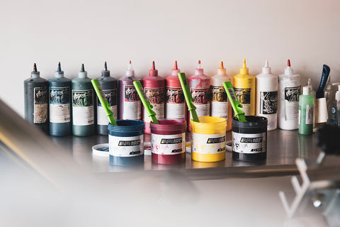 table full of ink