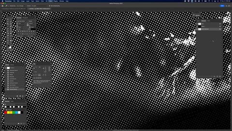 halftone dots on a screen