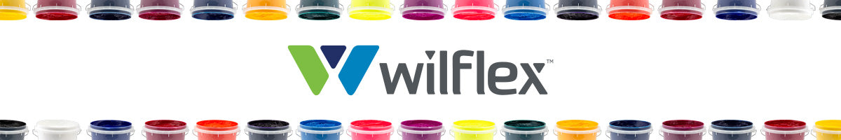 Image of Wilflex Epic Rio Plastisol Inks sitting in a white space with the Wilflex Logo in the center