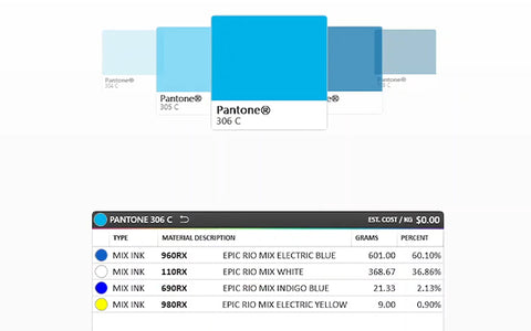 a light blue color showing in wilflex's ink mixing software