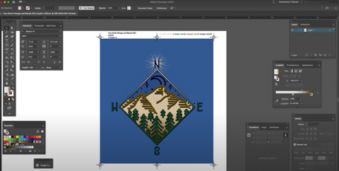 Captura de pantalla de un diseño en Adobe Illustrator