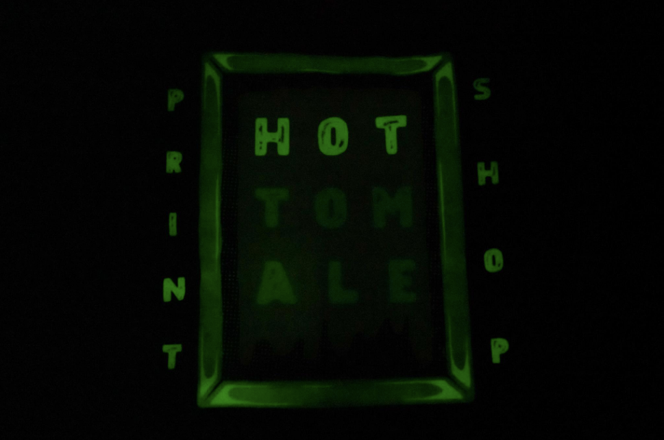 glowing shirt that says hot tamale print shop