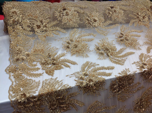 gold beaded fabric