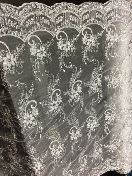 silver sequin lace fabric