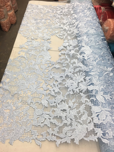 blue lace fabric by the yard