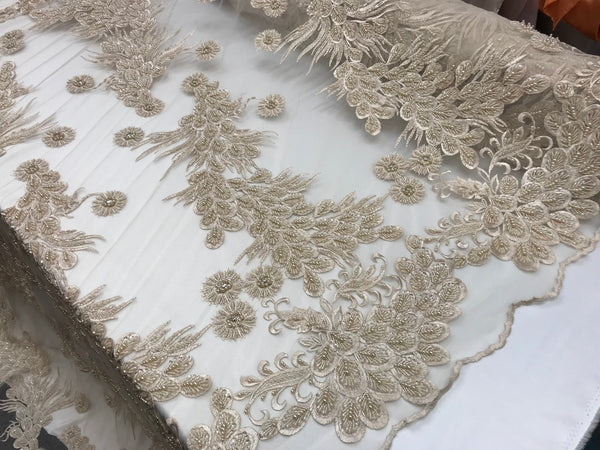 cream lace fabric by the yard