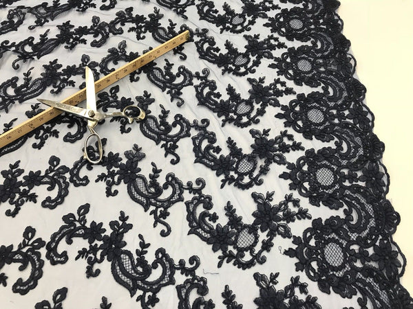 navy lace fabric by the yard