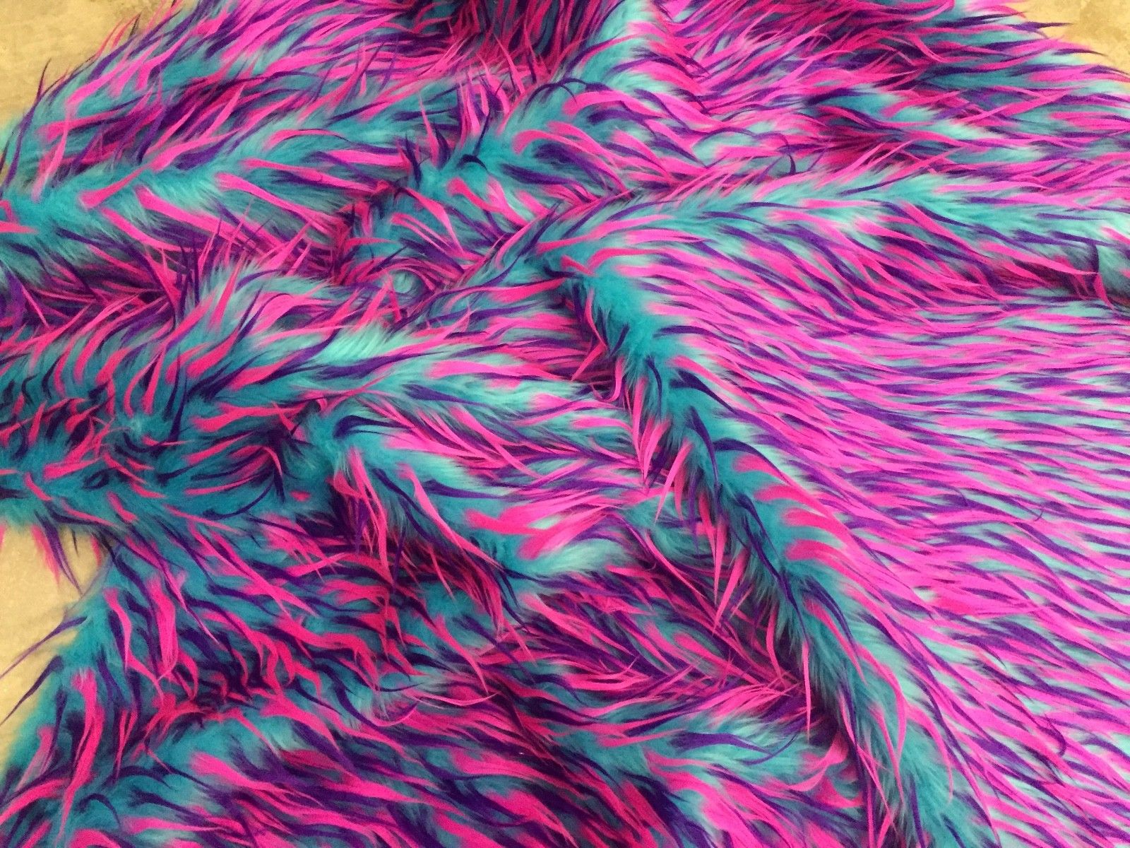 Faux fur/fake fur 3 tone spike multi color fabric. Sold by the yard ...