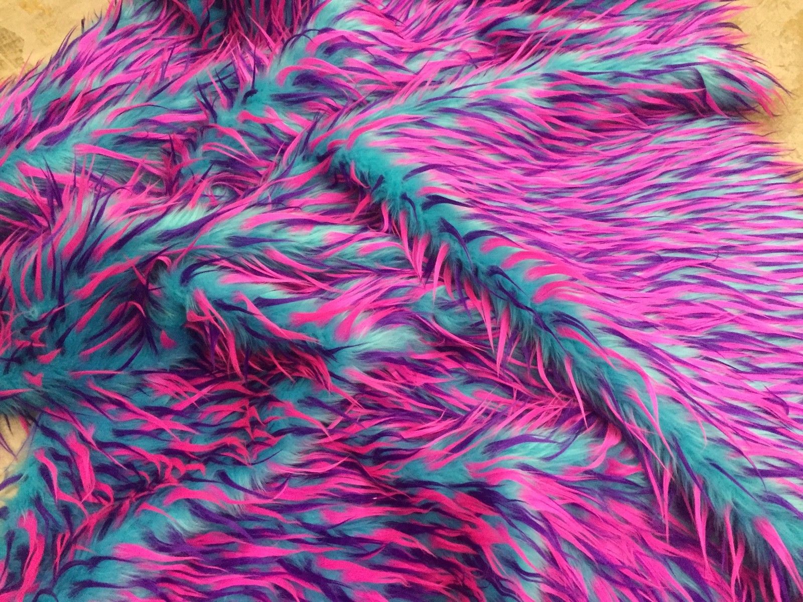 Faux fur/fake fur 3 tone spike multi color fabric. Sold by the yard ...