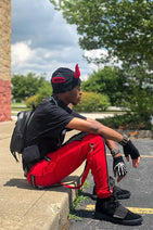Tripp NYC Split Leg Bondage Pants [Black/Red] Nav Image 9