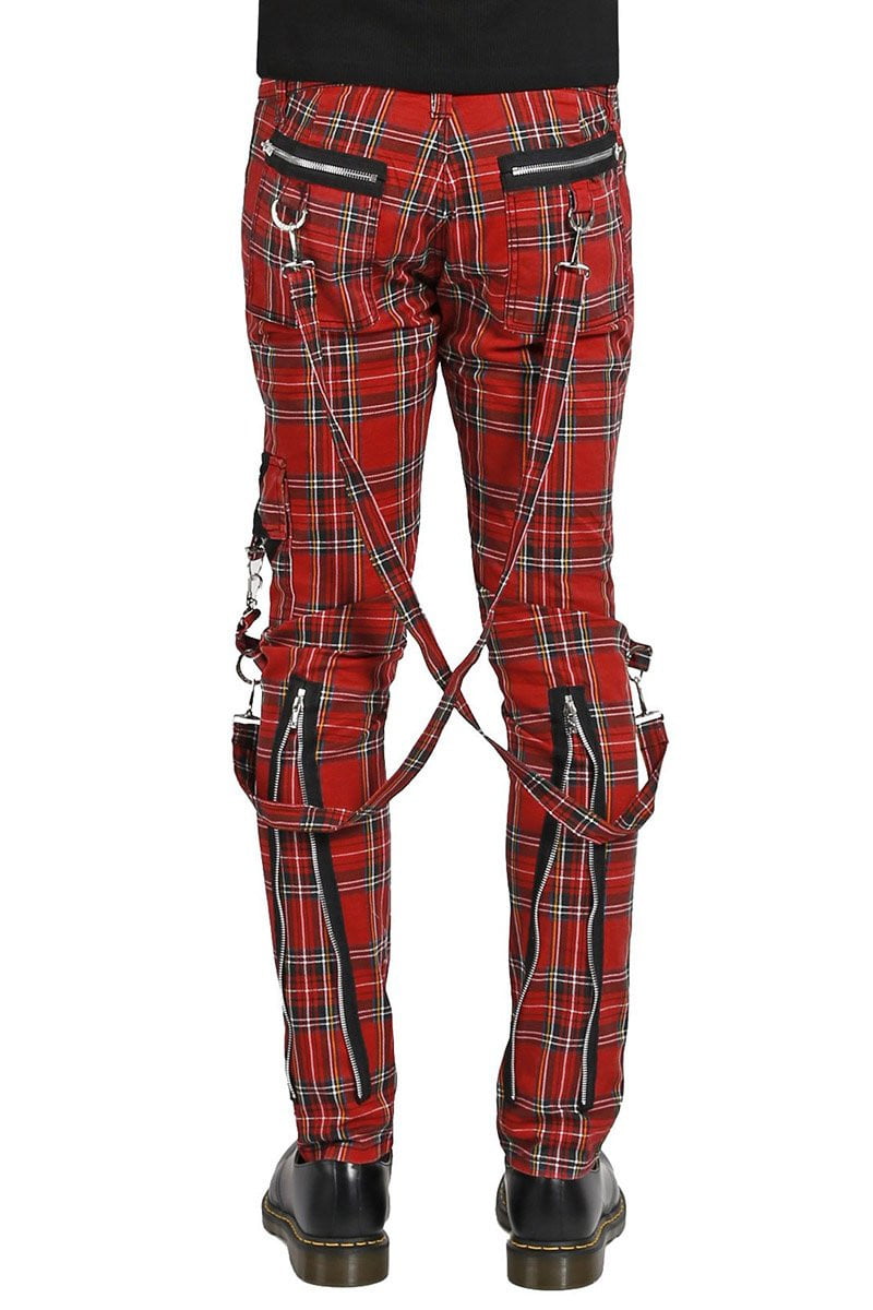 red plaid punk pants