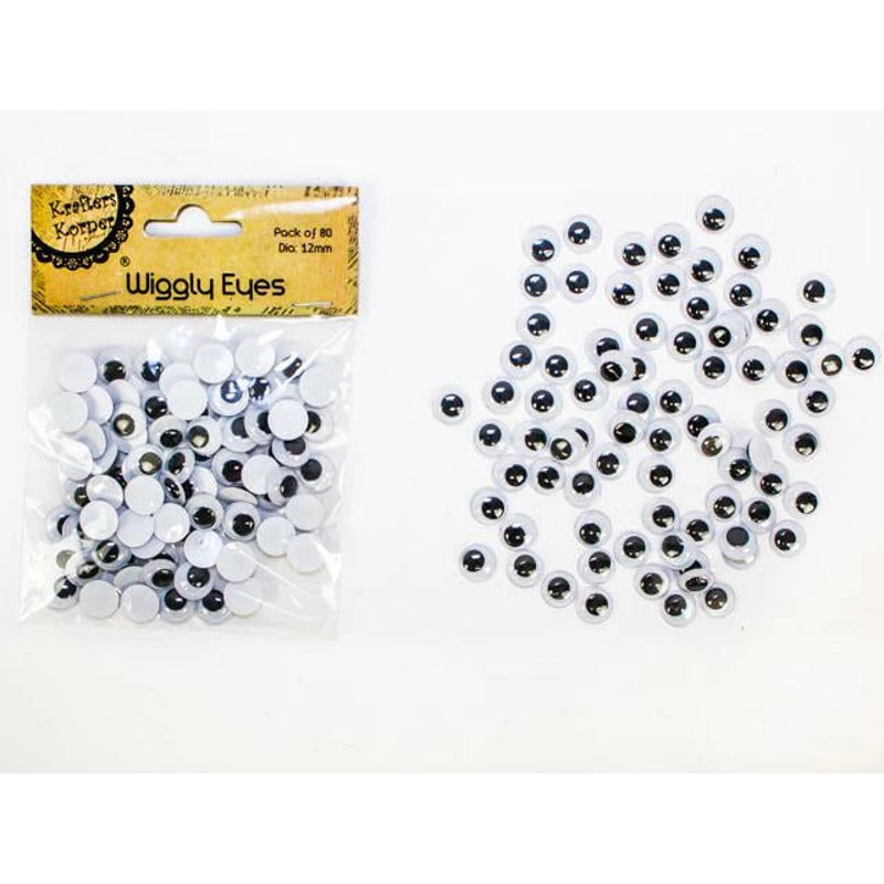 Wiggly Eyes, not sticky, Dia. 12 mm, 30 pc/ 1 pack