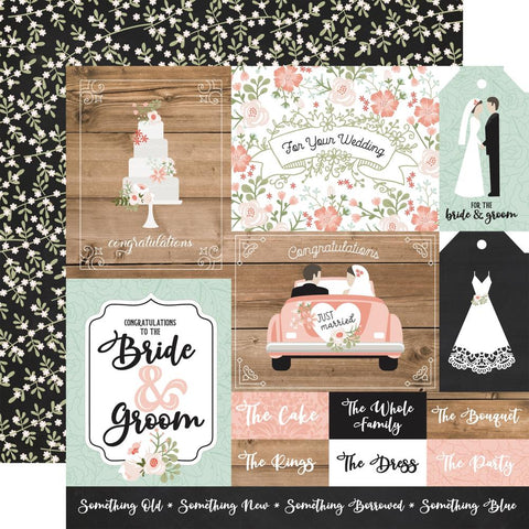 Echo Park - Our Wedding Double-Sided Cardstock - Multi Journaling Cards