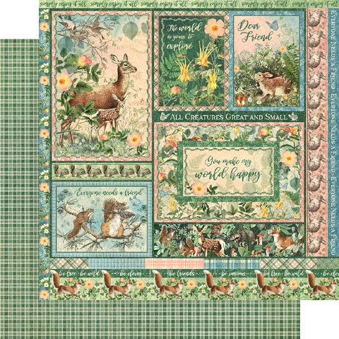 Graphic 45 - Woodland Friends 12x12 Paper - Single Sheets