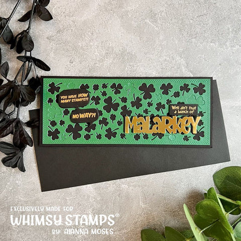 Whimsy Stamps - Slimline Shamrocks Background Die