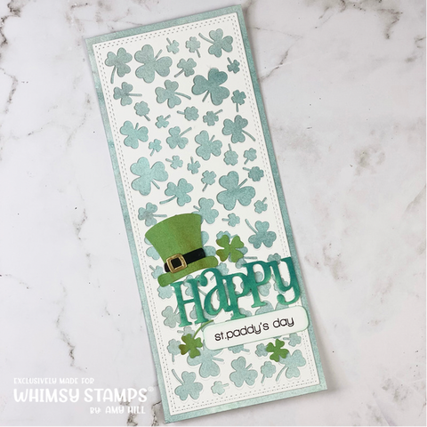 Whimsy Stamps - Slimline Shamrocks Background Die