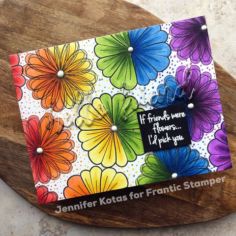 Frantic Stamper Clear Stamp Set - Scribble Flowers #2