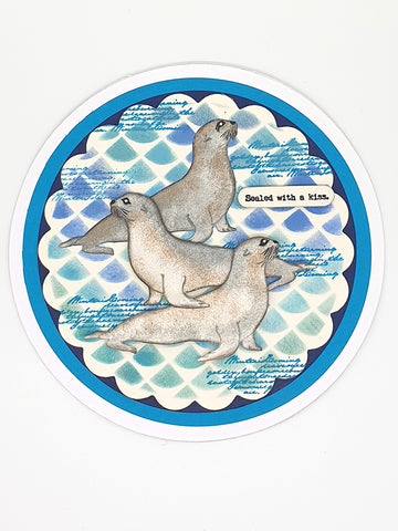 IndigoBlu - Fox and Seal A6 Red Rubber Stamp by Kay Halliwell-Sutton