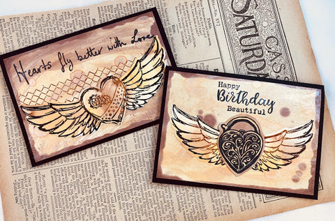 Couture Creations - Steampunk Dreams Collection - Stamp & Die Set - Hearts Fly
