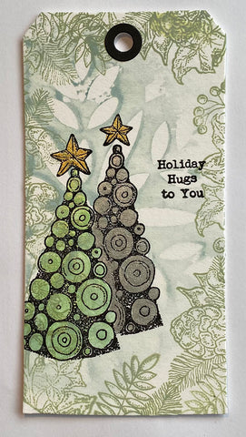 IndigoBlu - Foliage Wreath A5 Red Rubber Stamp by Janine Gerard Shaw