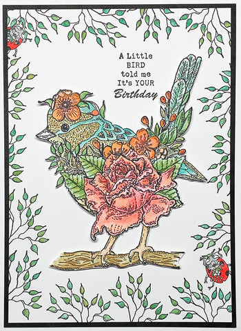 IndigoBlu Little Bird A5 Red Rubber Stamp by Janine Gerard-Shaw