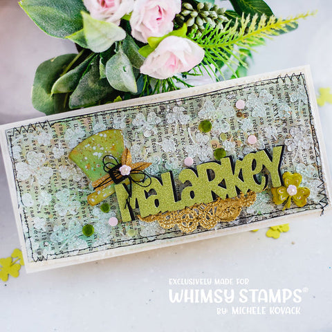 Whimsy Stamps - Slimline Shamrocks Background Die