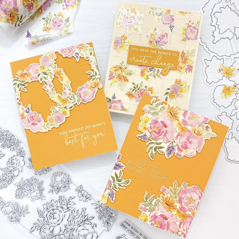 Pinkfresh - Painted Peony Mix Stamp and Die Set