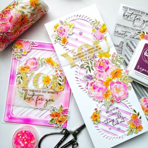 Pinkfresh - Painted Peony Mix Stamp and Die Set