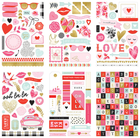 My Mind's Eye - With Love Collection - Cardstock Stickers With Foil Accents