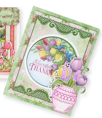 Heartfelt Creations Tulip Vase & Fillers Cling Stamp Set