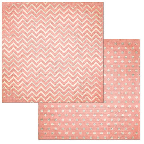 BoBunny - Double Dot - Family Heirlooms - 12 X 12 - Coral Chevron