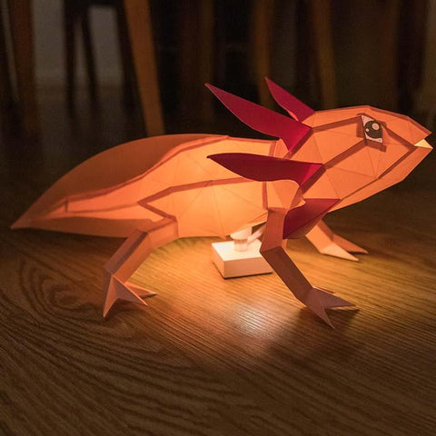 Papercraft World - 3D Papercraft Axolotl 3D Paper Model, Lamp (Ages 6+)