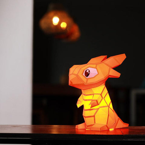 Papercraft World - 3D Papercraft Baby Dragon 3D Paper Model - Orange, Lamp (Ages 6+)