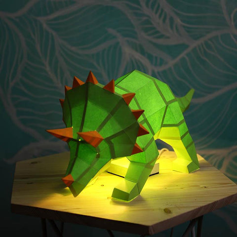 Papercraft World - 3D Papercraft Triceratops 3D Paper Model, Lamp (Ages 12+)
