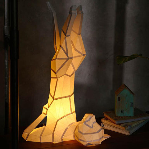 Papercraft World - 3D Papercraft Yoga Cat 3D Paper Model, Lamp (Ages 6+)