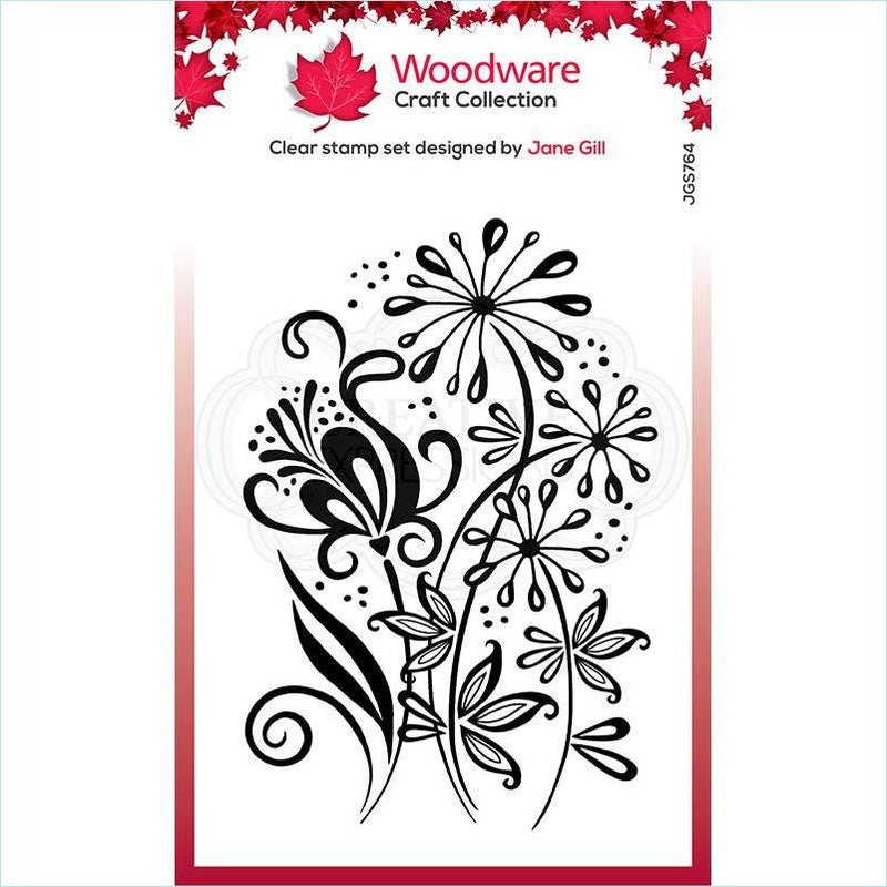 Woodware Clear Singles  Curly Petals 4 in x 6 in Stamp