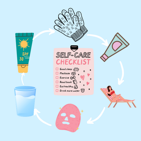 picture of self care items we must do.