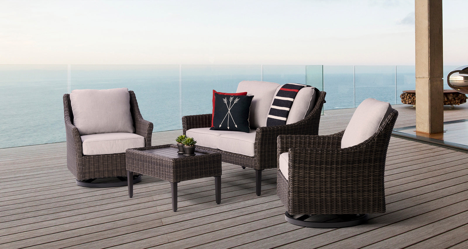 outdoor patio swivel chair set