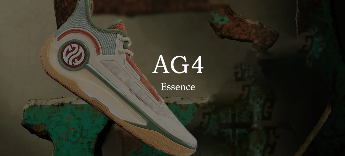 AG4 Essence by 361°, with the SOAR SYSTEM in white/green. Enjoy responsive cushioning with Qu!kCQTECH midsole, SOARING AREA, and SOAR PLATE. The lightweight TPU/TPEE upper ensures stability, while the grippy rubber outsole offers traction. Elevate your game with this unique design, in collaboration with Aaron Gordon.