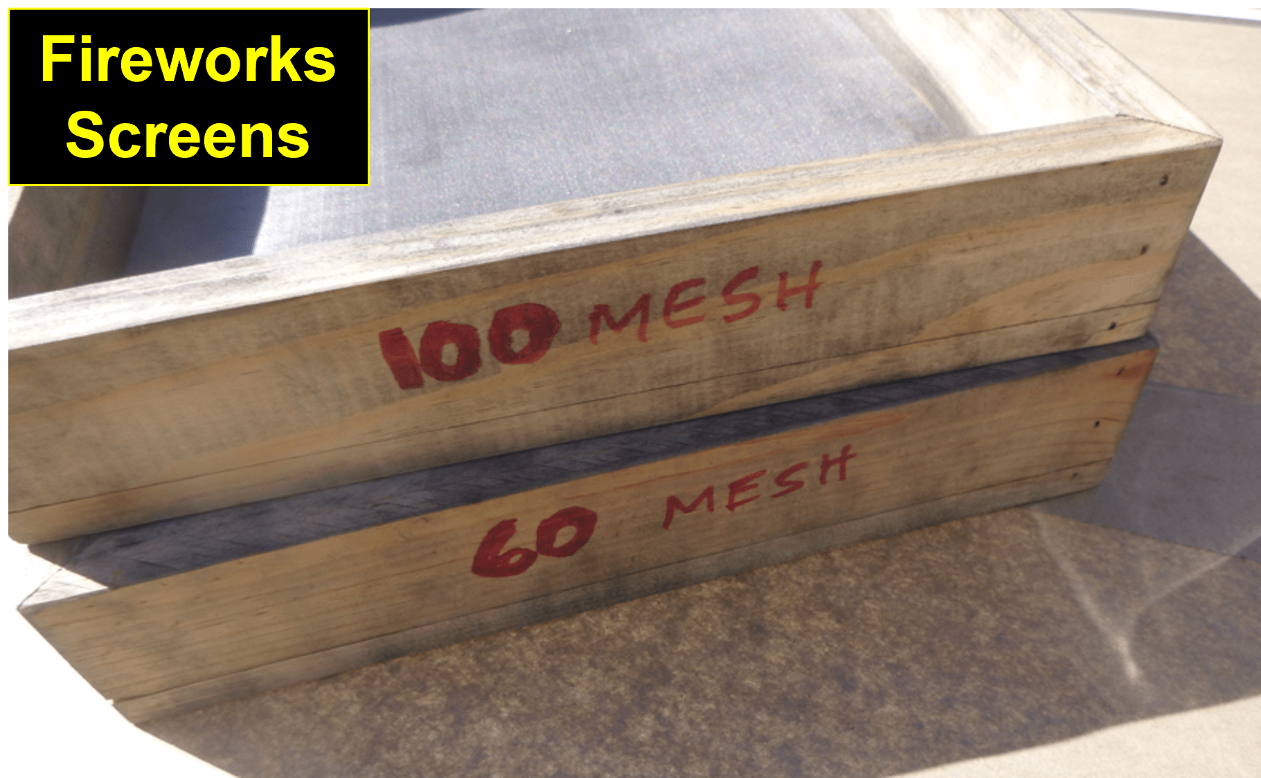 100 and 60 mesh screens for making fireworks