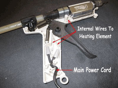 Wiring inside a hot-glue gun