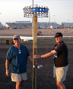 John Helping Ned Prepare a 24-Inch Girandola for Flight at the 2007 PGI Convention in Fargo, North Dakota
