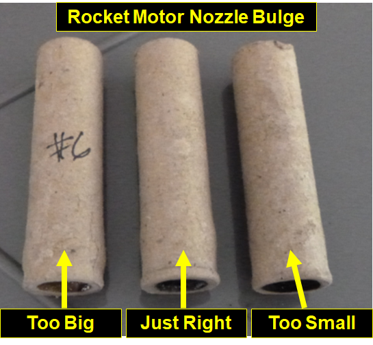 Rocket motor nozzle bulge comparison