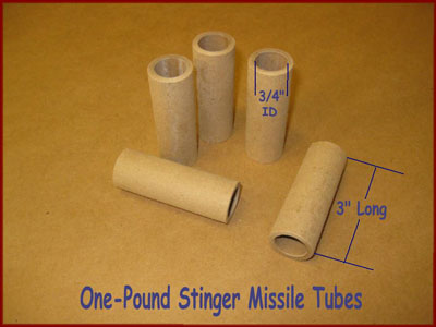 Paper one pound stinger missile rocket tubes