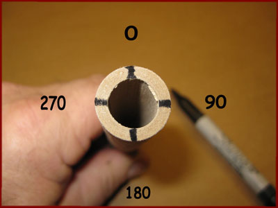 Alignment Marks on One End of a Saxon Tube