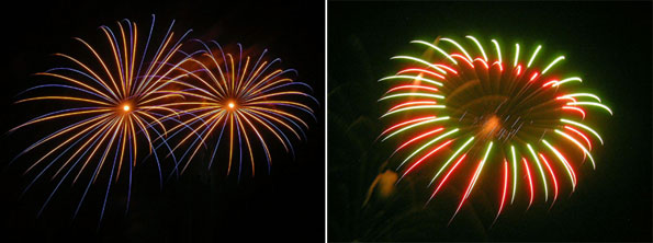 Blue and Gold Fireworks, Red and Green Fireworks