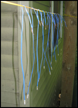 Hanging electric matches out to dry